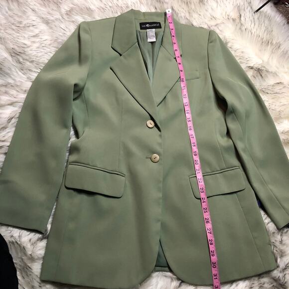 Vintage Deadstock 90s Sag Harbor NWT Pistachio Green Seasonless Twill Blazer - Picture 7 of 16